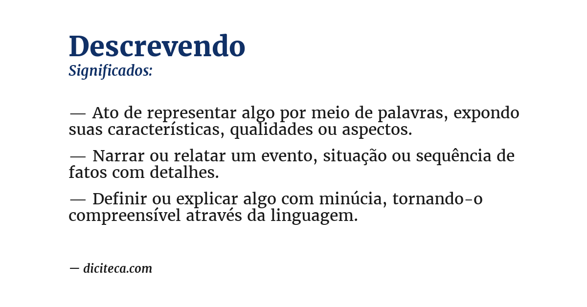 Significado de descrevendo