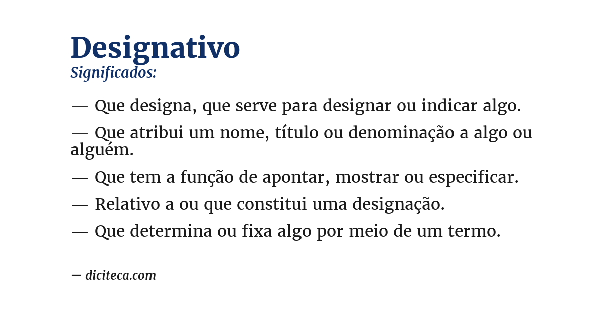 Significado de designativo