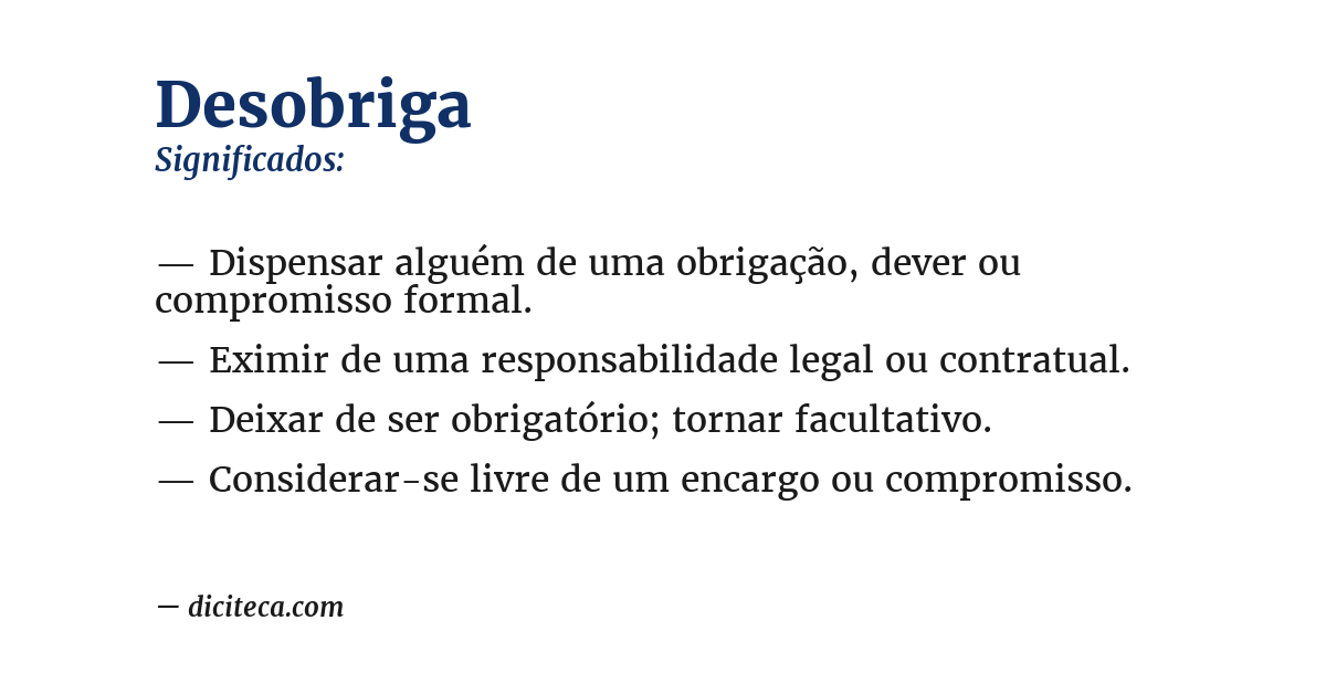 Significado de desobriga