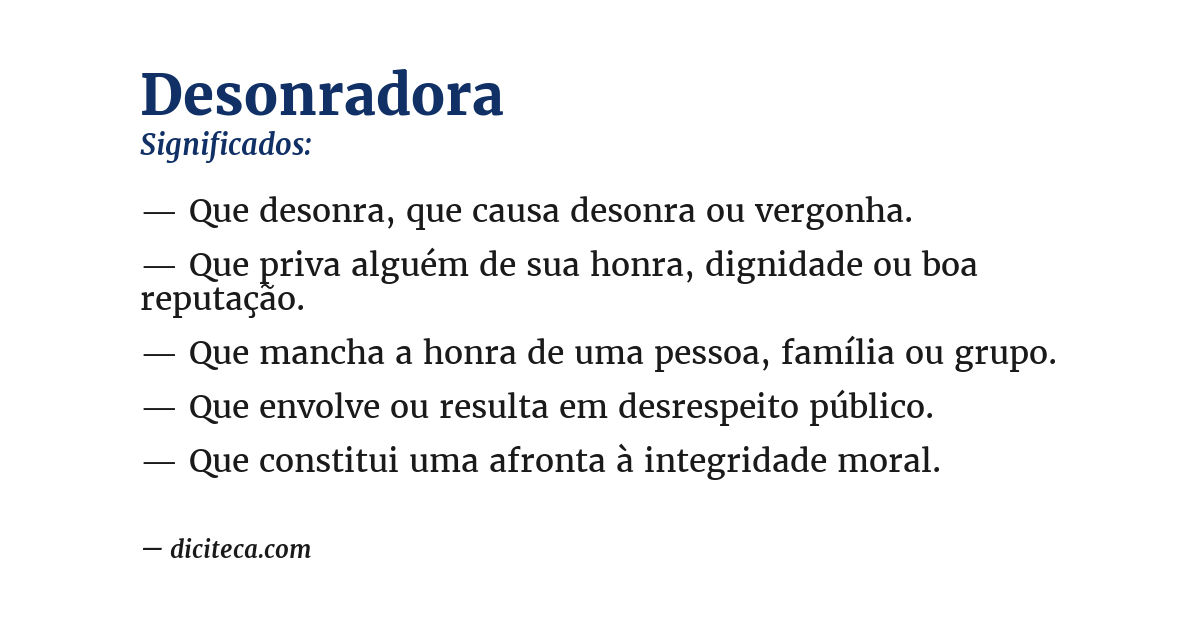 Significado de desonradora