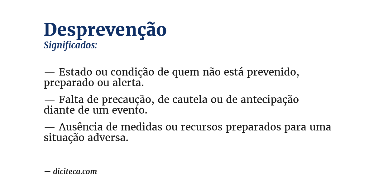Significado de desprevenção