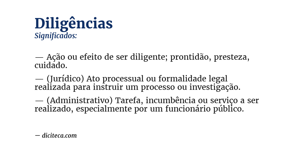 Significado de diligências
