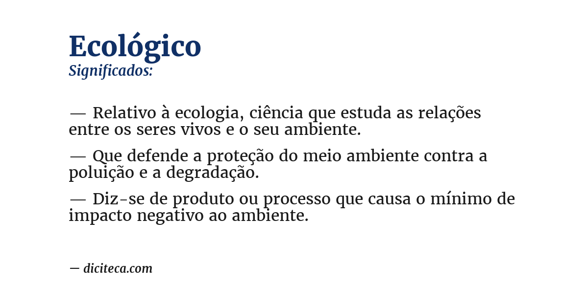 Significado de ecológico