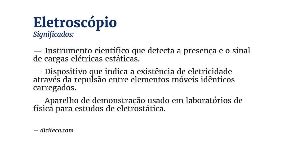 Significado de eletroscópio