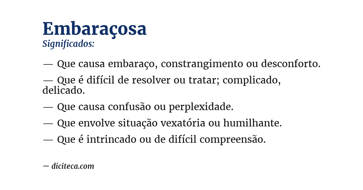 Significado de embaraçosa
