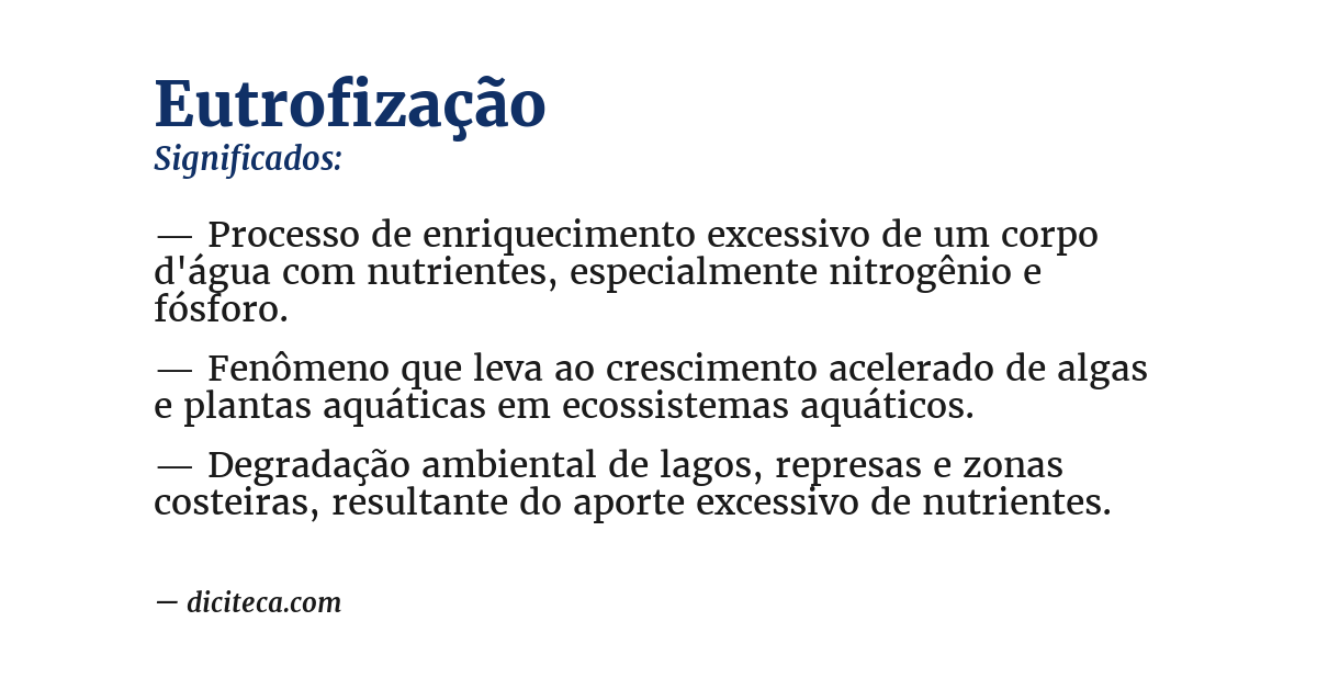 Significado de eutrofização