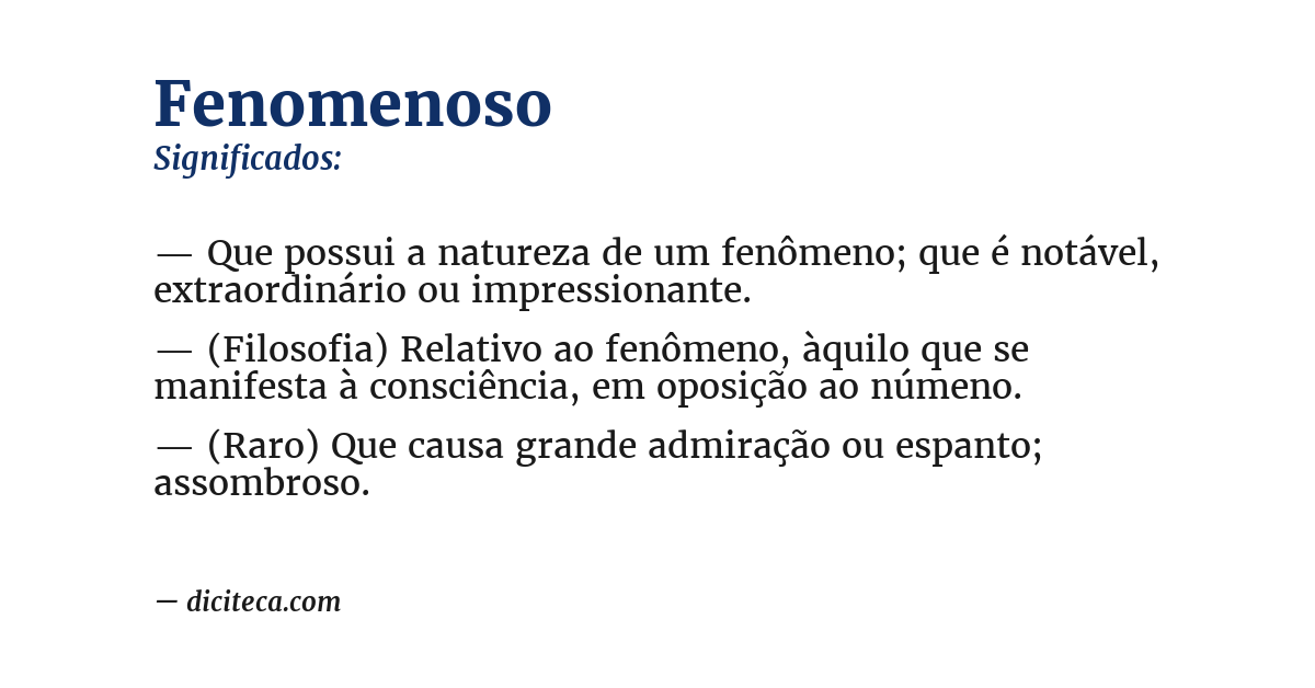 Significado de fenomenoso