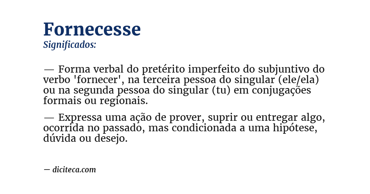 Significado de fornecesse