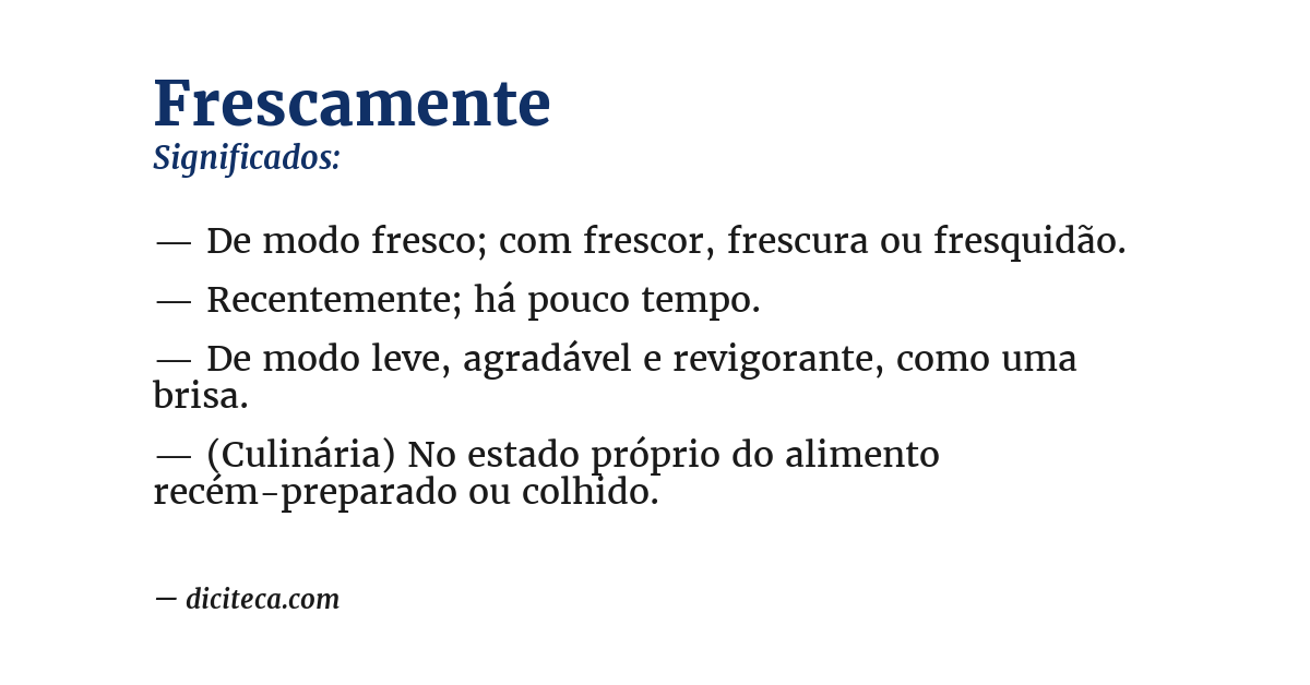 Significado de frescamente