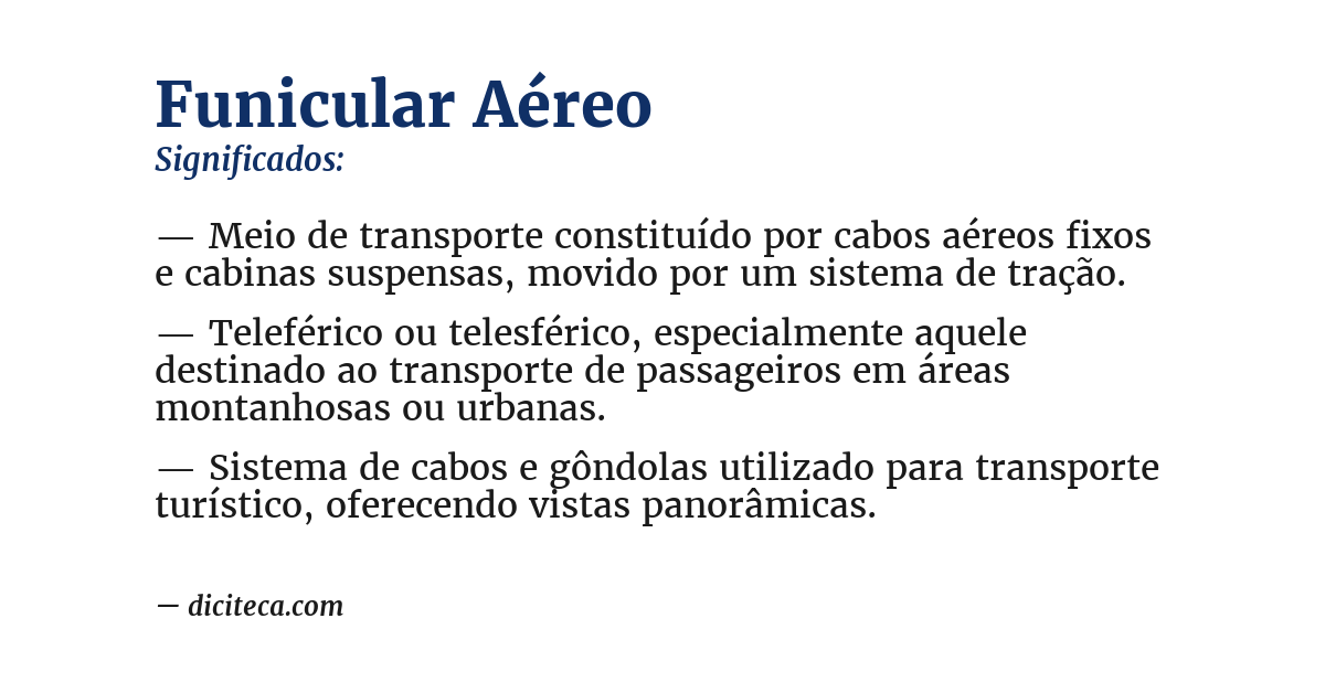 Significado de funicular aéreo