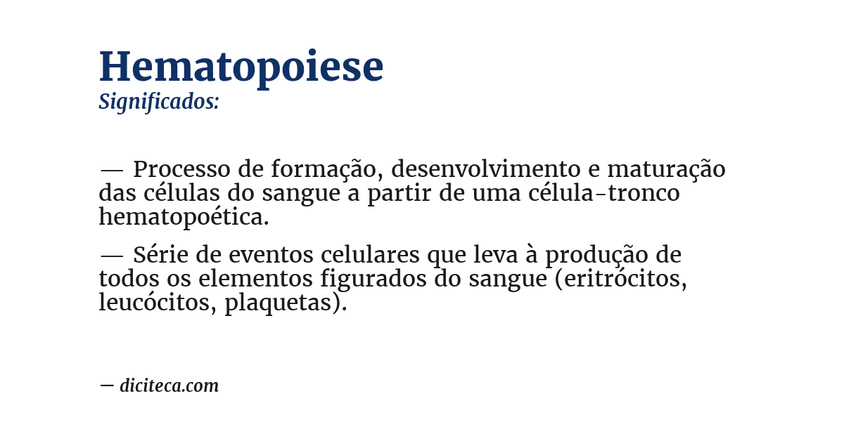 Significado de hematopoiese