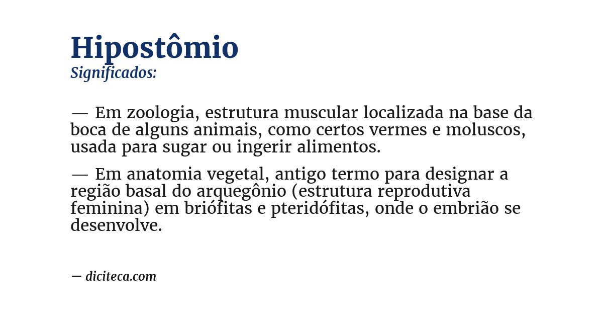 Significado de hipostômio