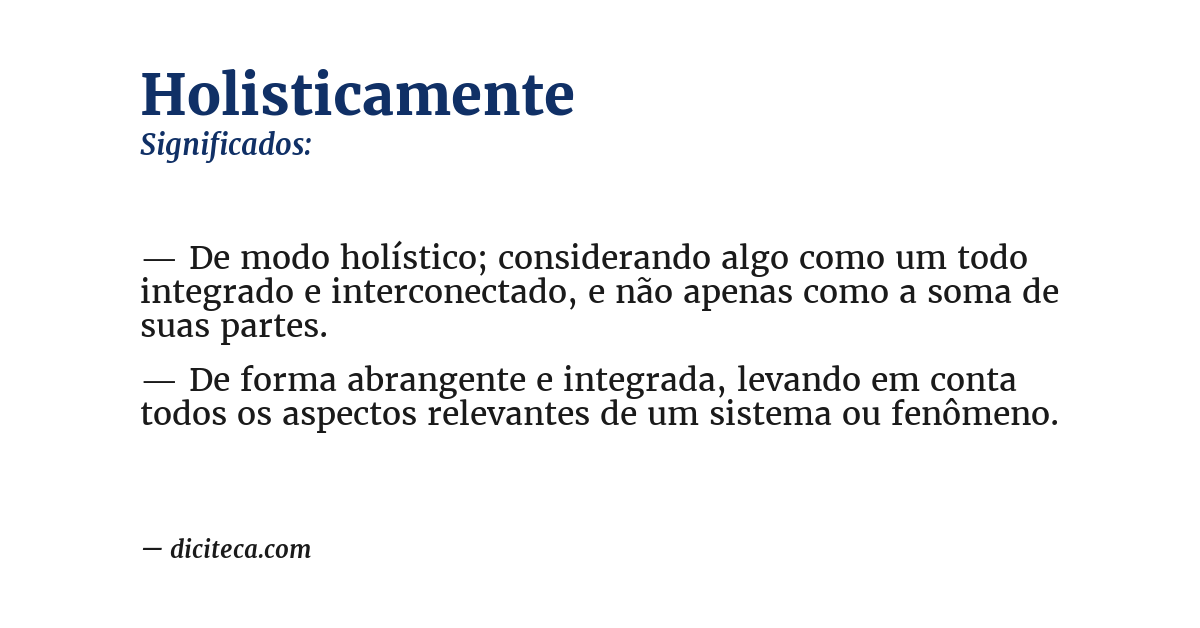 Significado de holisticamente