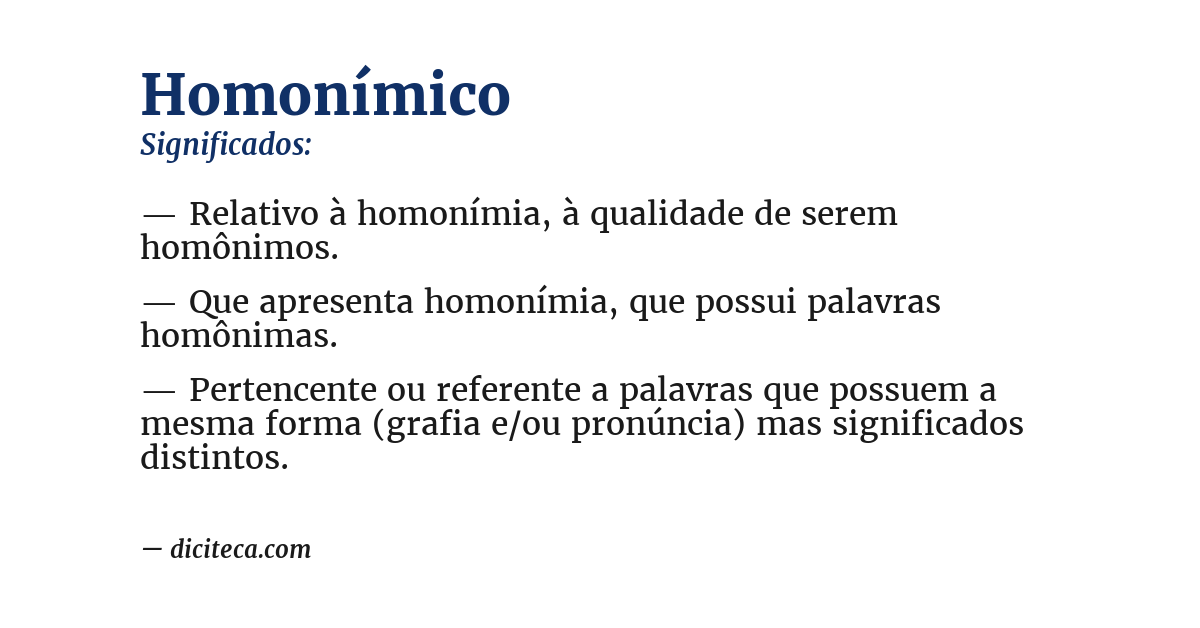Significado de homonímico