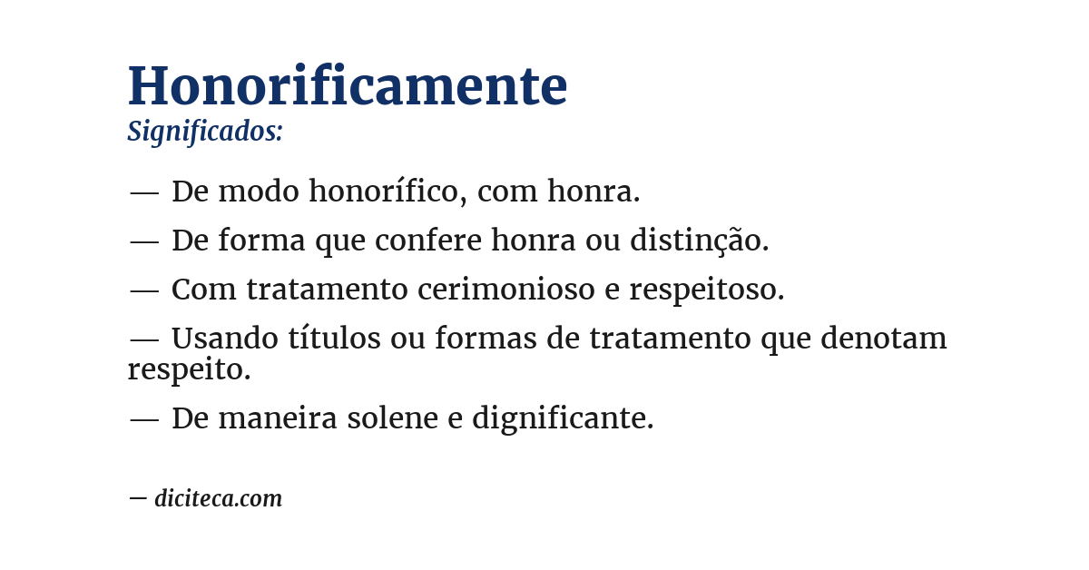 Significado de honorificamente