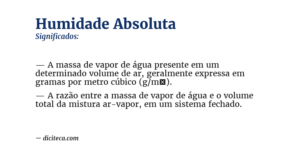 Significado de humidade absoluta