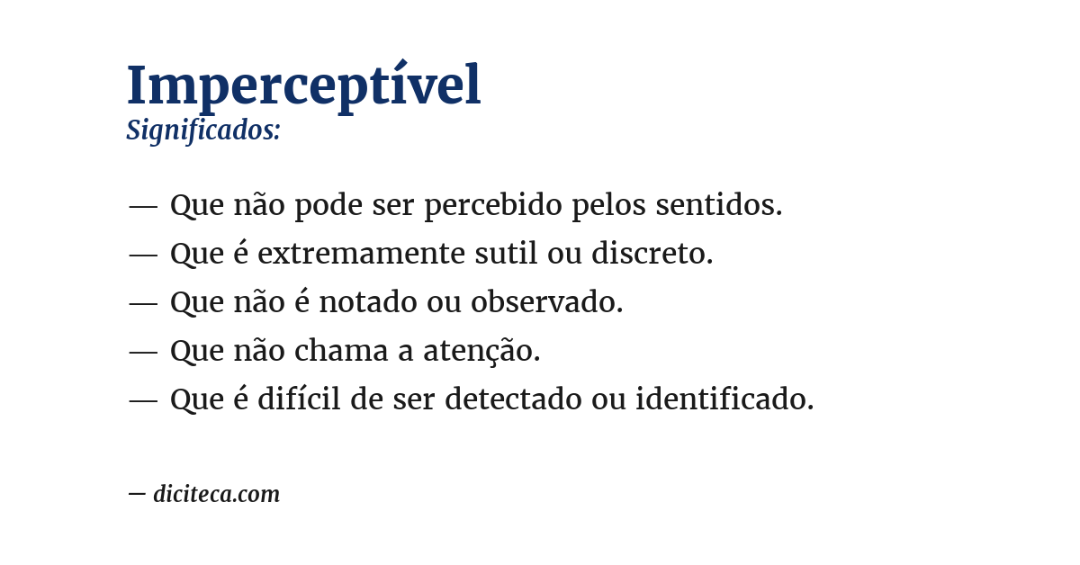 Significado de imperceptível