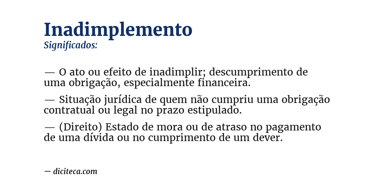 Significado de inadimplemento