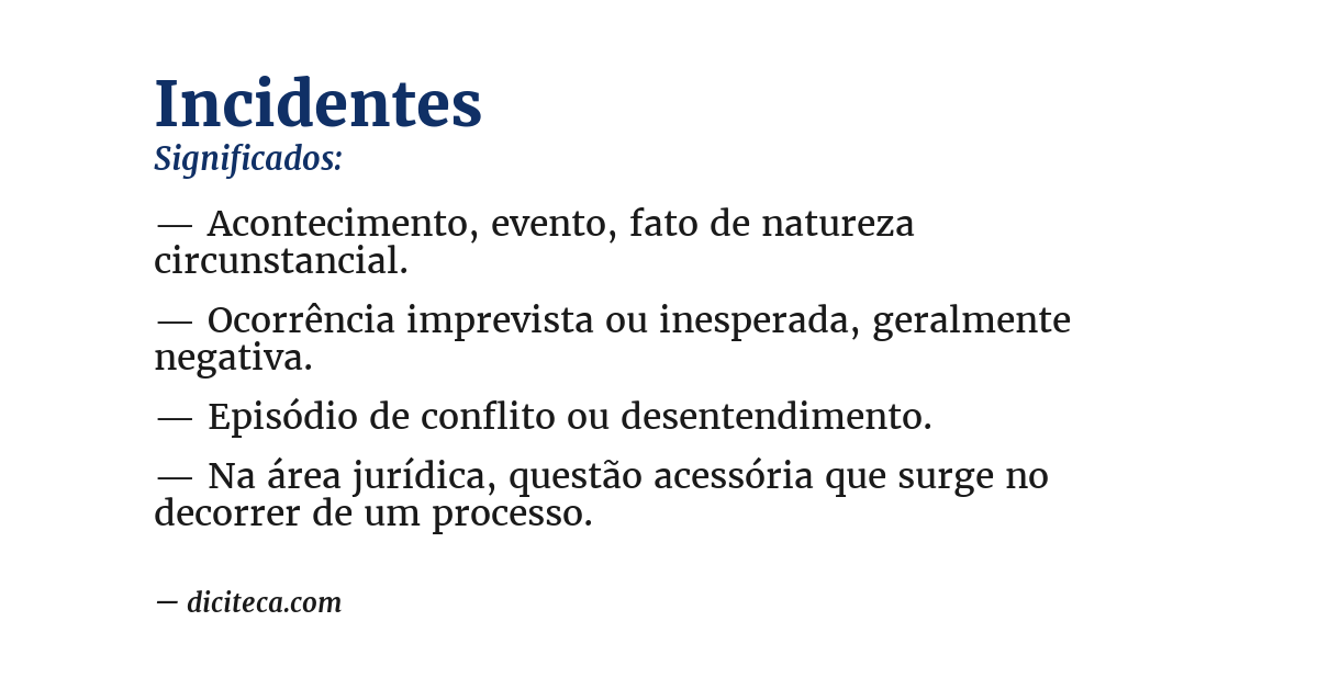 Significado de incidentes