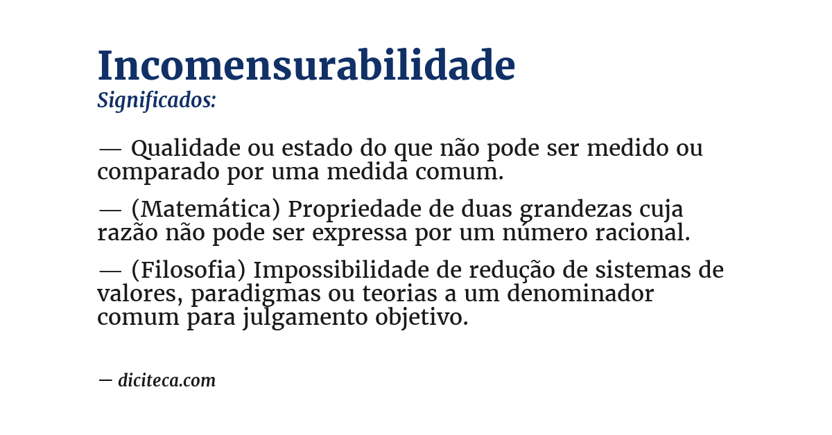 Significado de incomensurabilidade