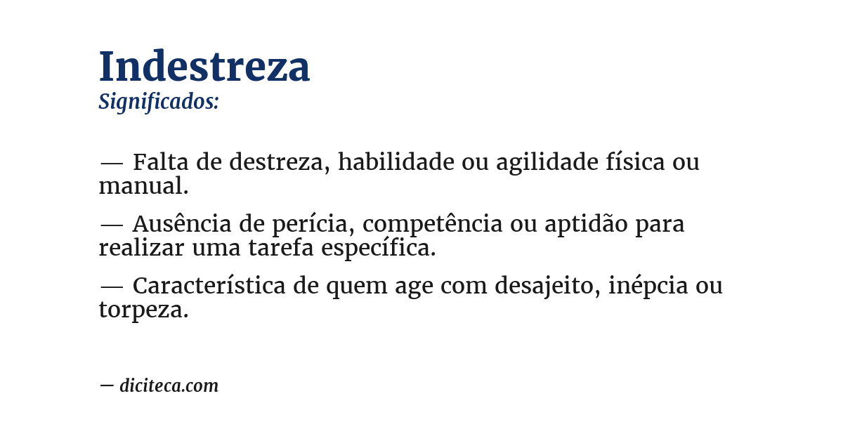 Significado de indestreza