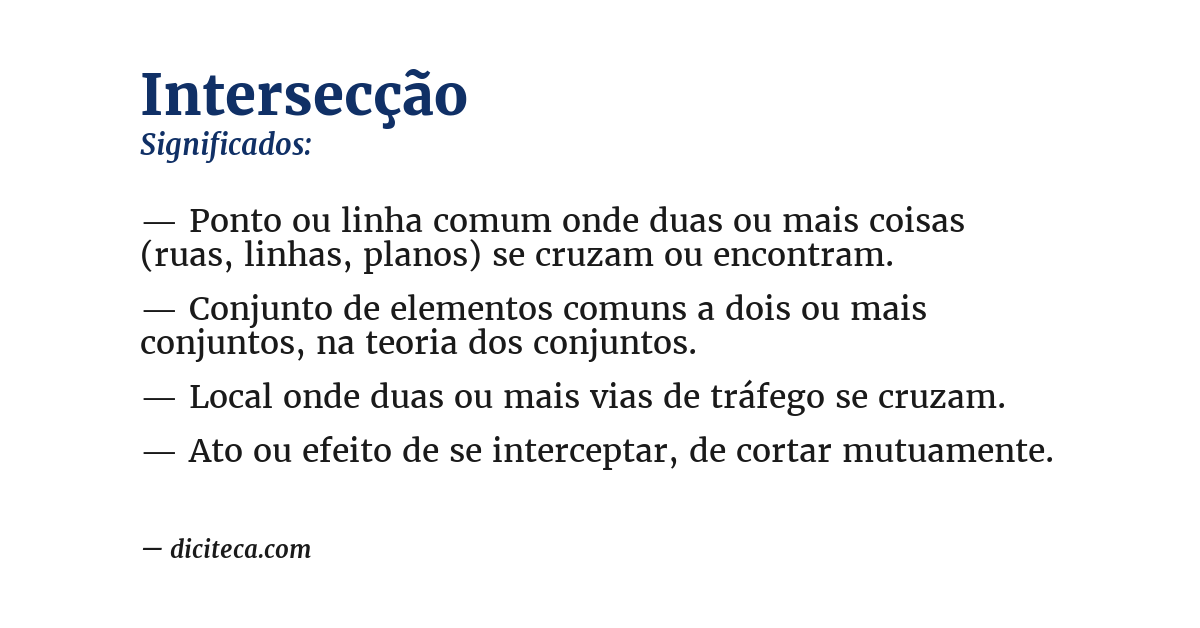 Significado de intersecção