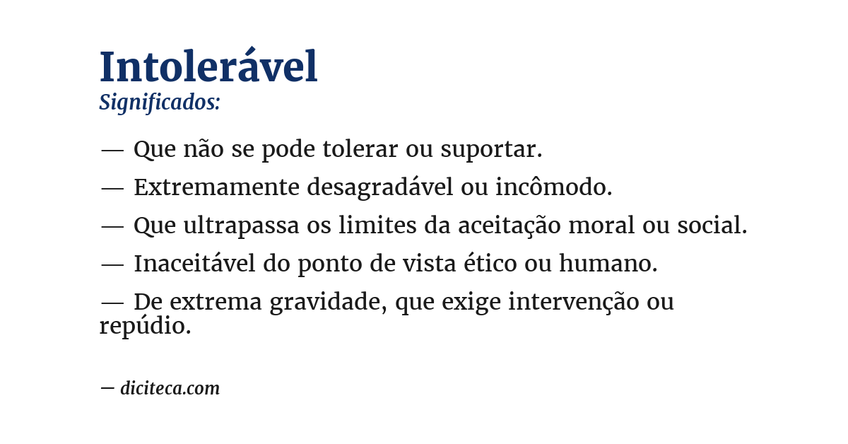 Significado de intolerável
