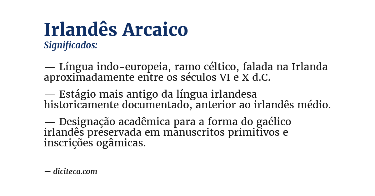 Significado de irlandês arcaico