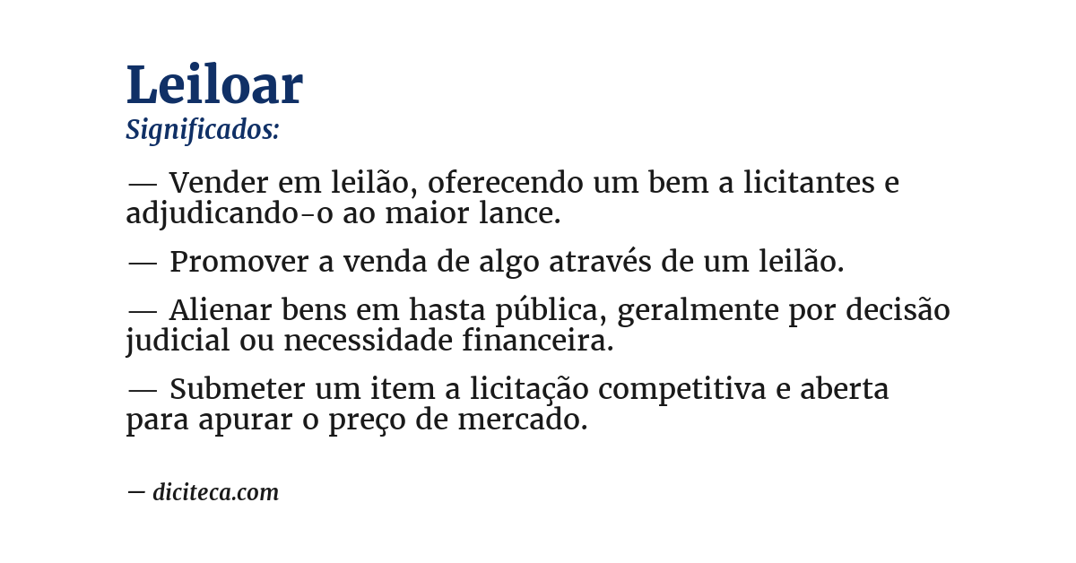 Significado de leiloar