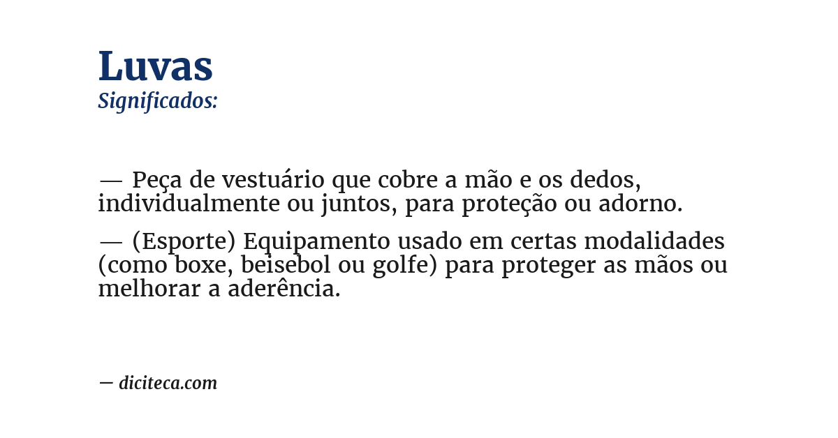 Significado de luvas
