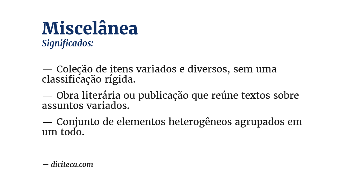 Significado de miscelânea