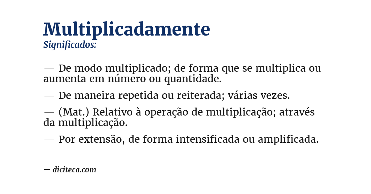 Significado de multiplicadamente