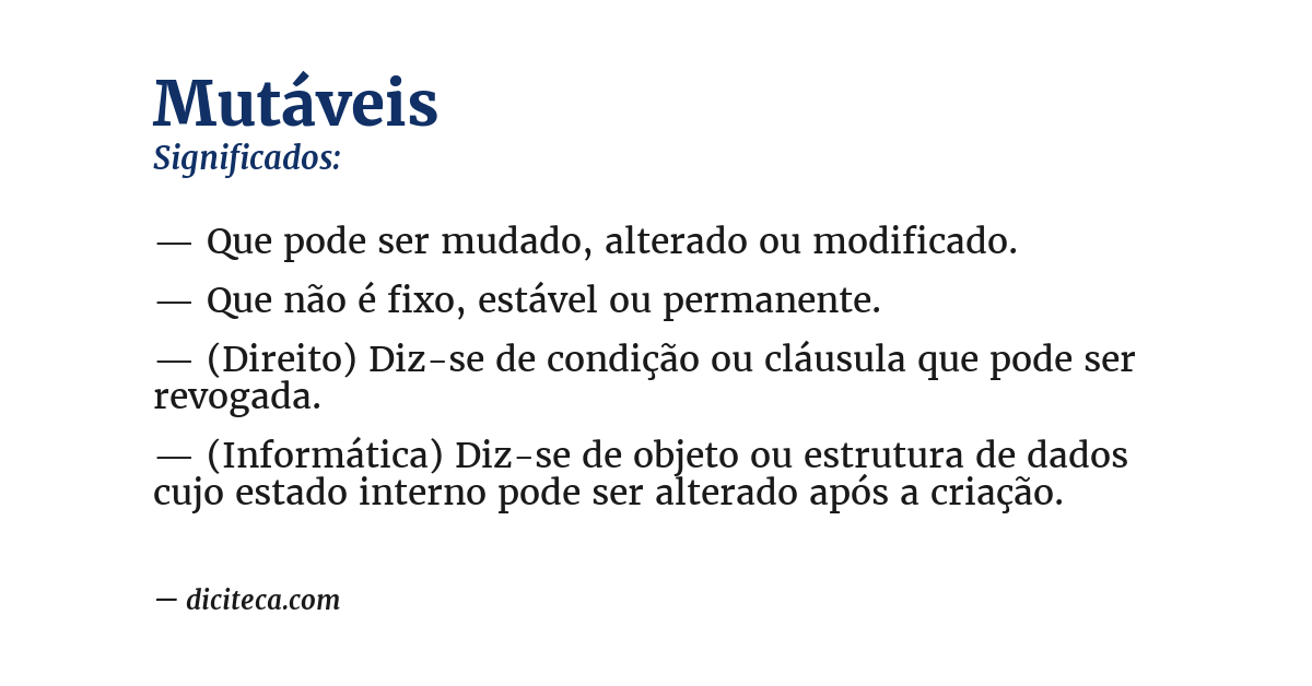Significado de mutáveis