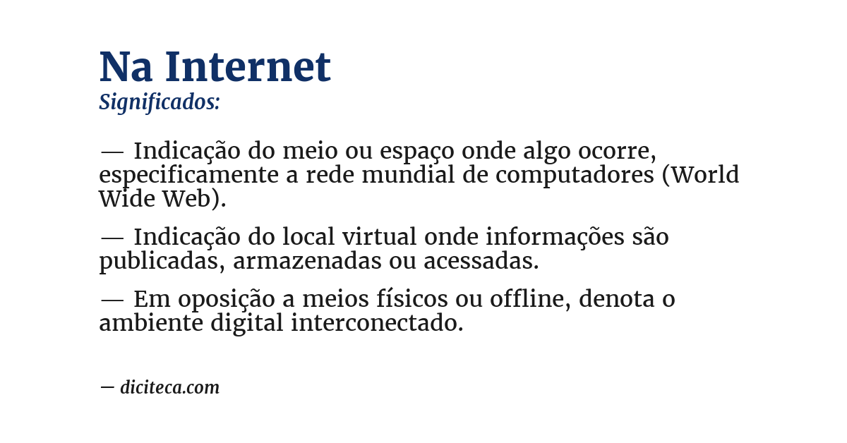 Significado de na internet
