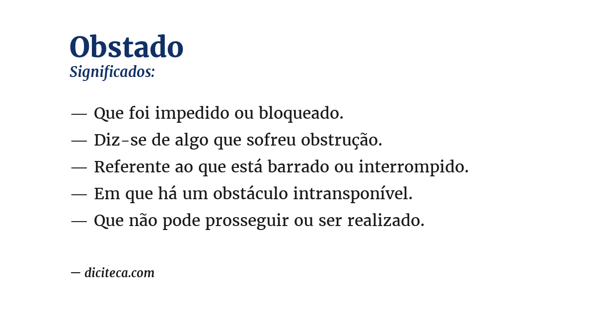 Significado de obstado