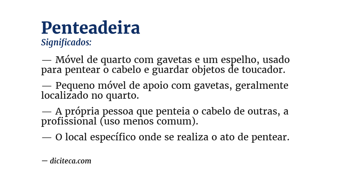 Significado de penteadeira