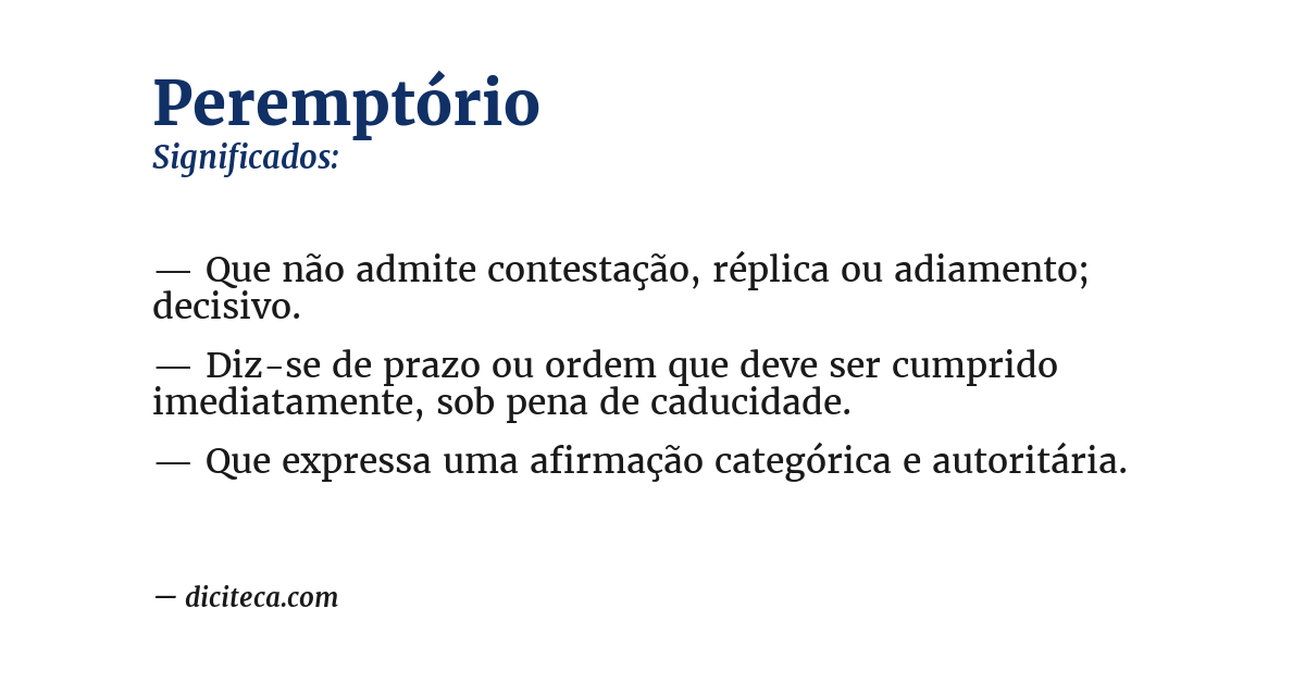 Significado de peremptório