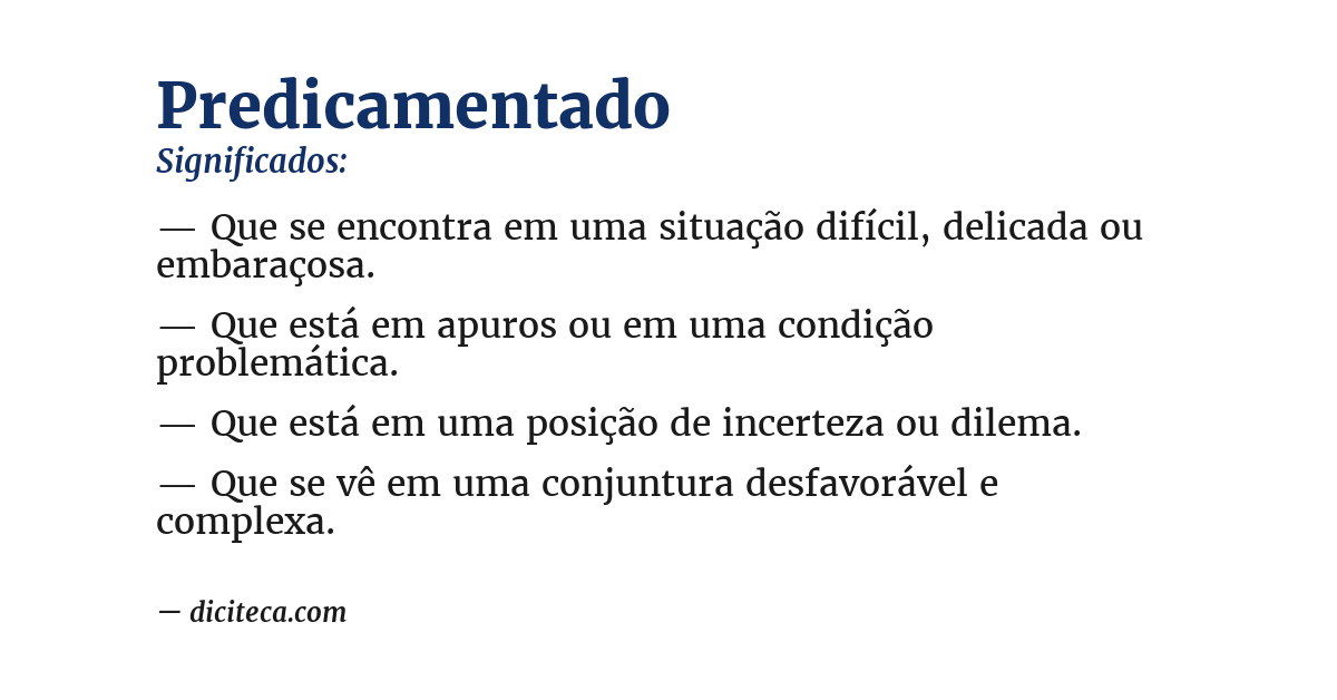 Significado de predicamentado