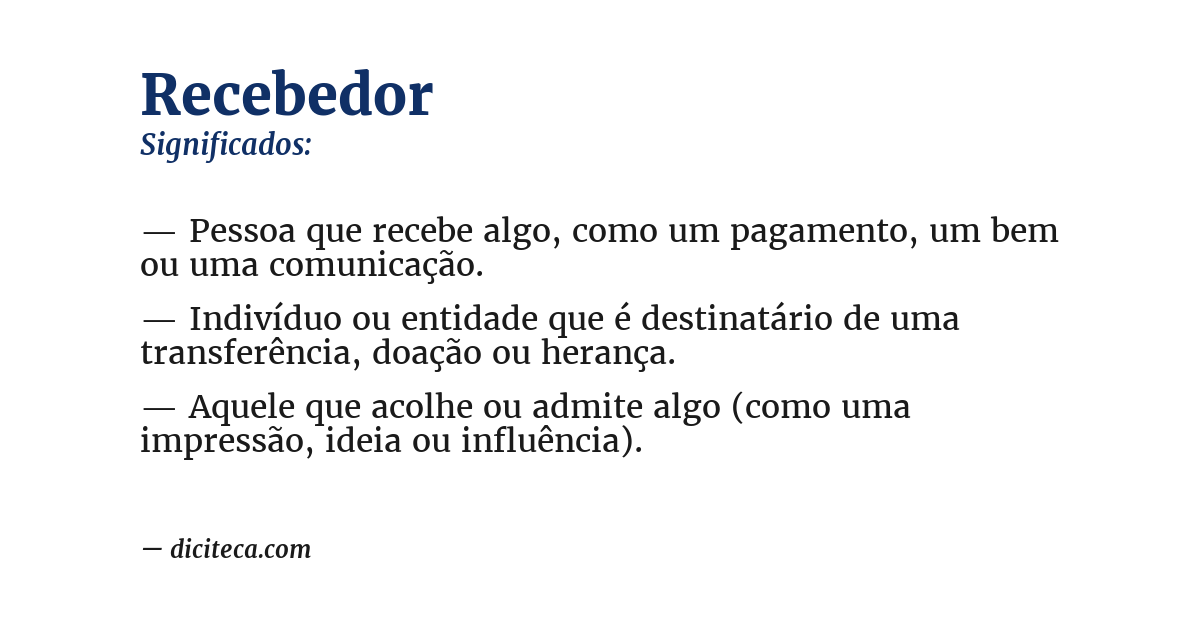 Significado de recebedor