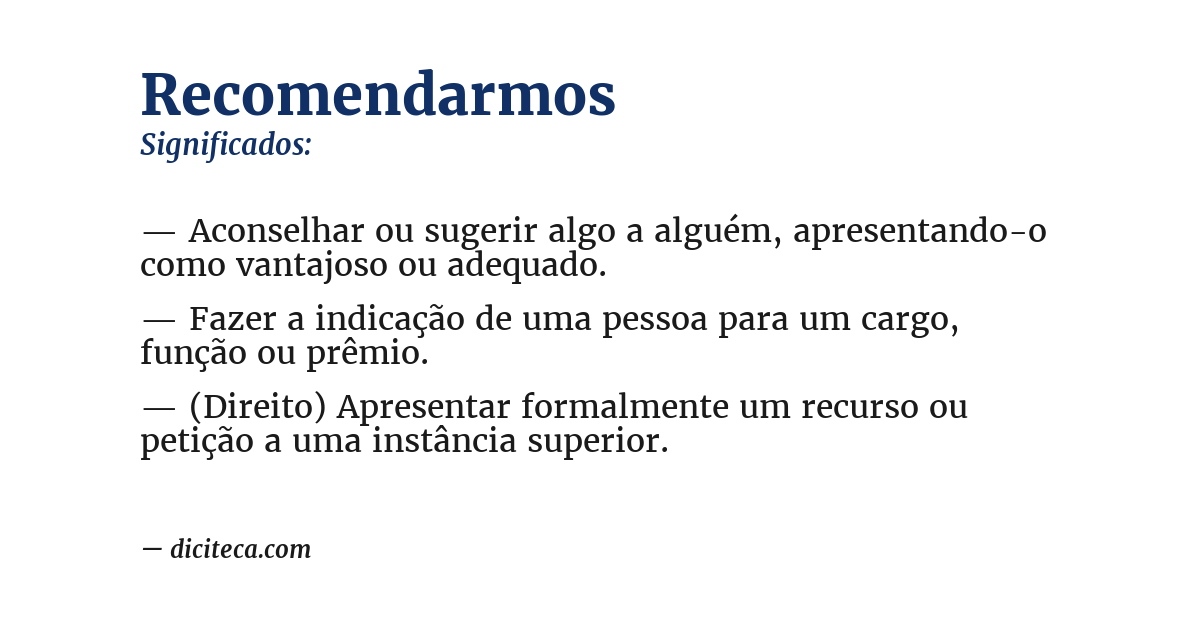 Significado de recomendarmos