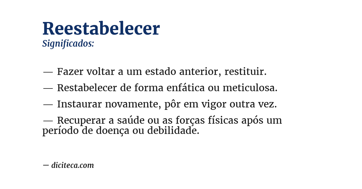Significado de reestabelecer