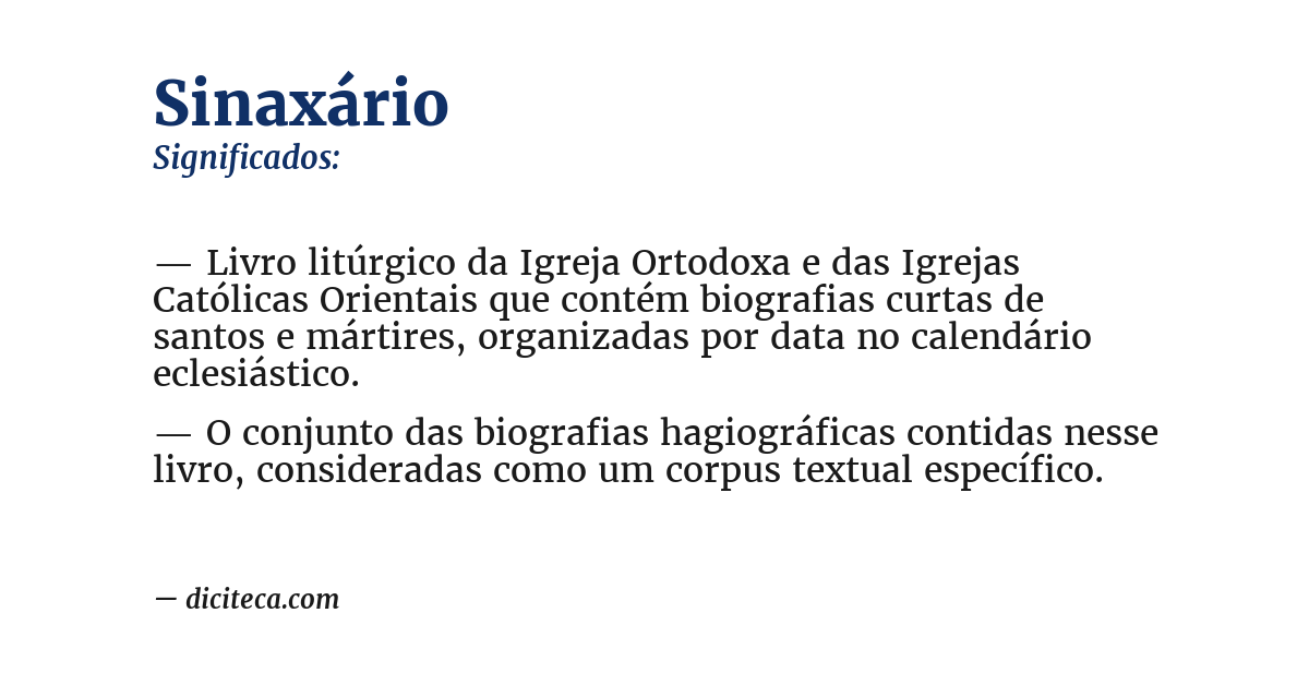 Significado de sinaxário