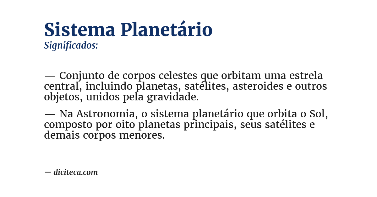 Significado de sistema planetário