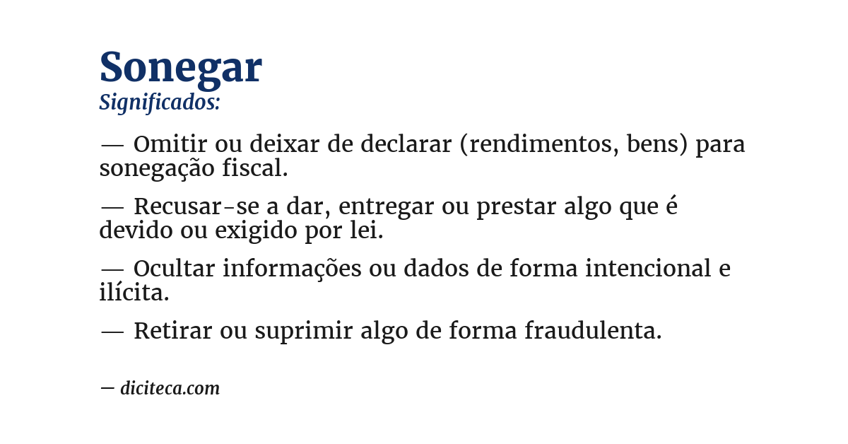 Significado de sonegar