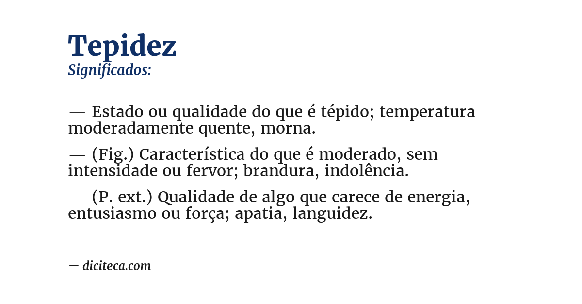 Significado de tepidez