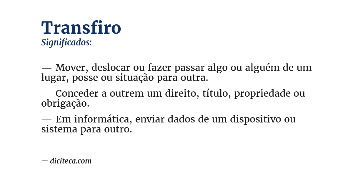 Significado de transfiro