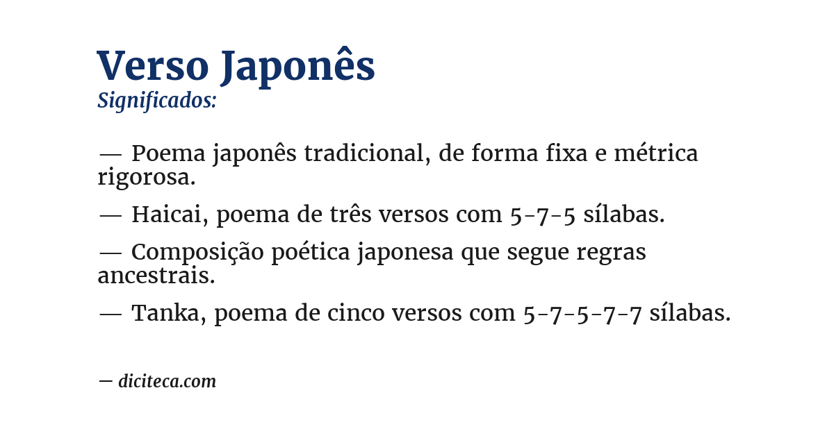 Significado de verso japonês