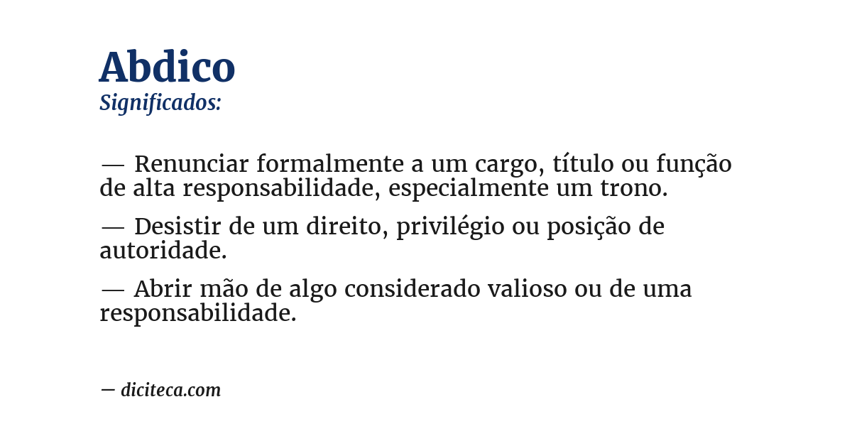Significado de abdico