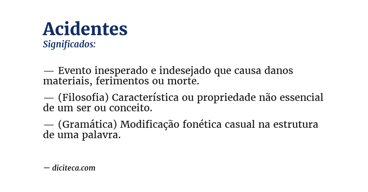 Significado de acidentes