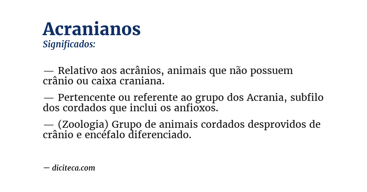 Significado de acranianos